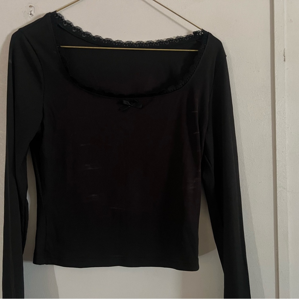 Elegant Black Lace Trim Top